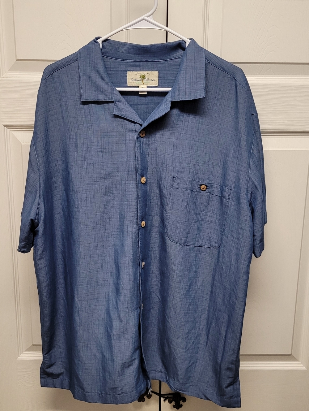 Island Shores Mens Tropical Button Down Shirt Blue Coastal Resort Casual